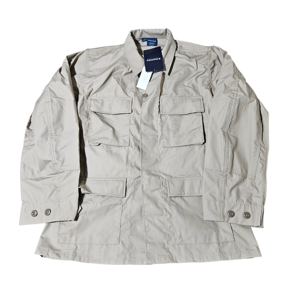 Propper Standard Uniform BDU Coat Mens Medium Khaki Ripstop Pockets Tactical MR
